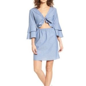 Cute Baby Blue Dress with Ruffle Sleeves